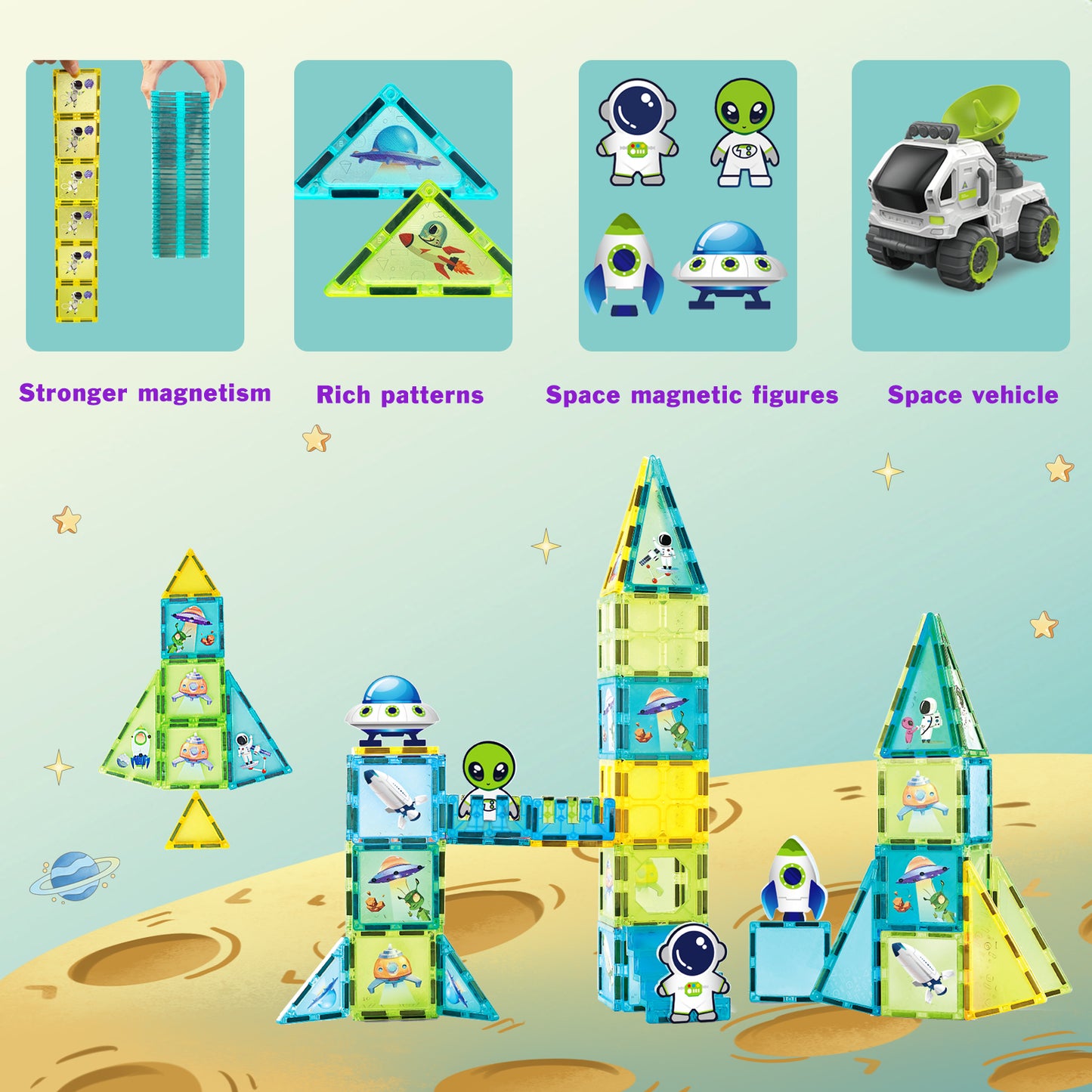 Magnetic Tiles Building Block Set Magnet Tiles Space Adventure Educational Toy