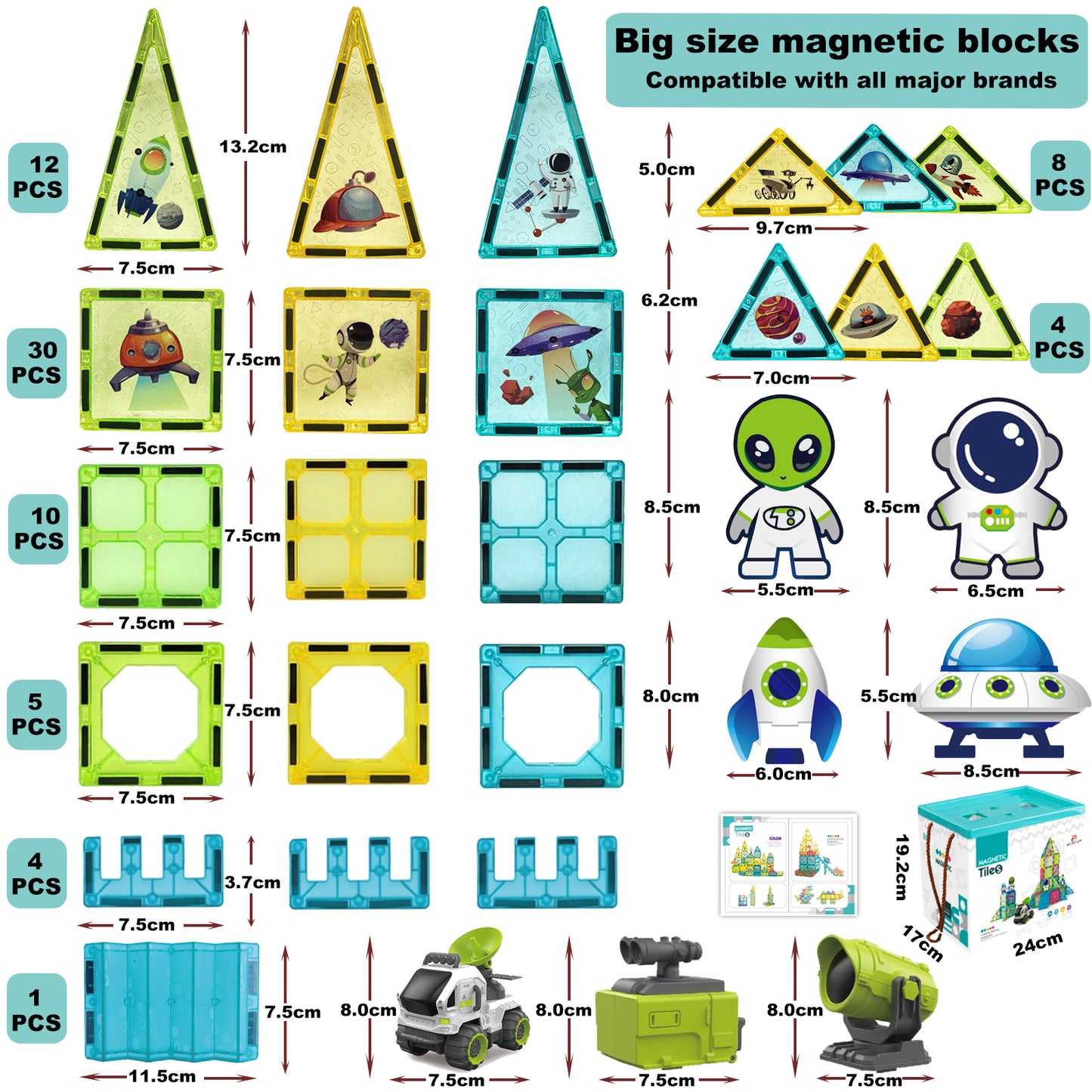 Magnetic Tiles Building Block Set Magnet Tiles Space Adventure Educational Toy