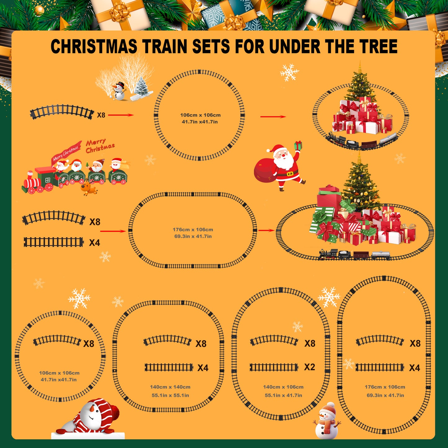 Remote Control Train Set for Kids Electric Steam Locomotive, Oil Tank Train, Cargo Cars & Tracks