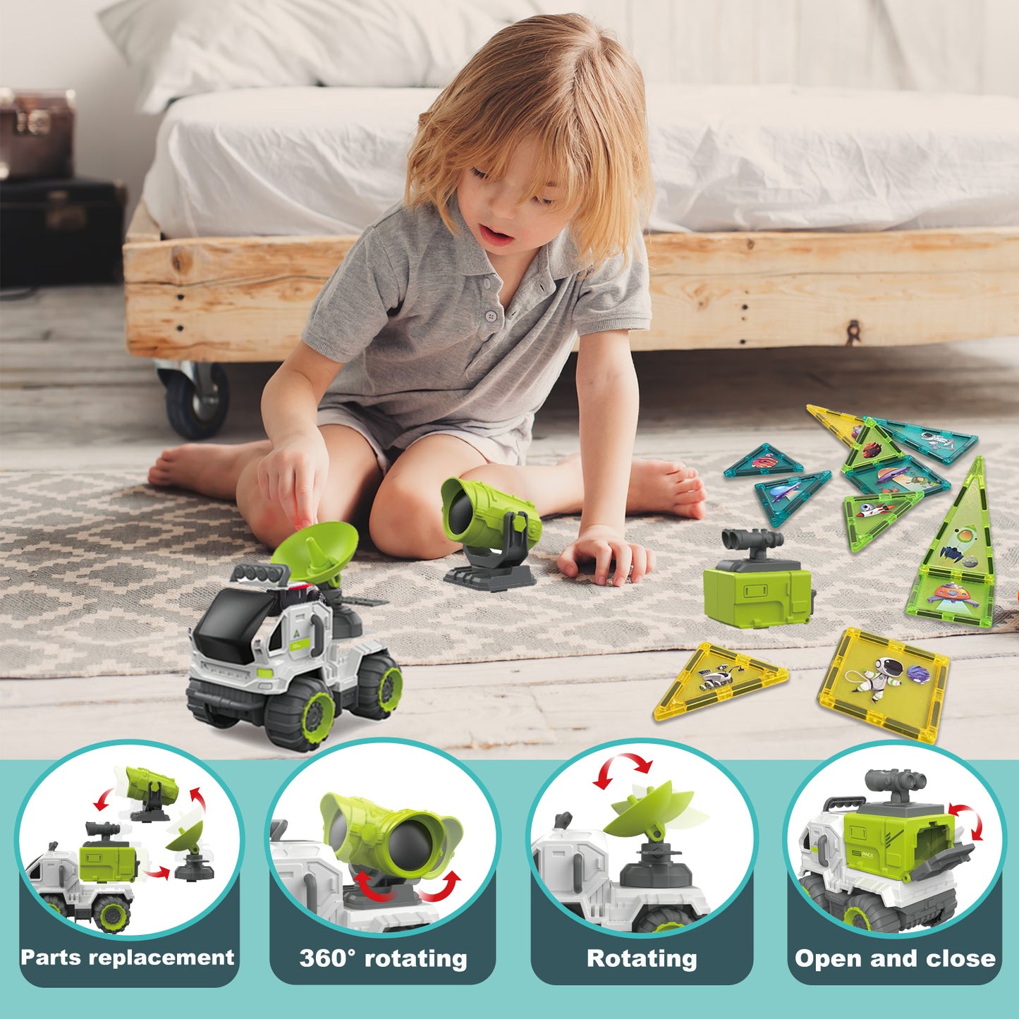 Magnetic Tiles Building Block Set Magnet Tiles Space Adventure Educational Toy