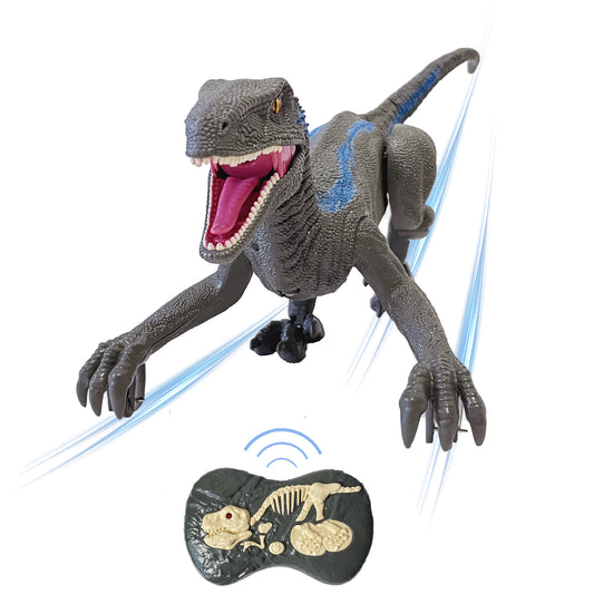 Remote Control Dinosaur Toys Velociraptor Jurassic Dino Blue