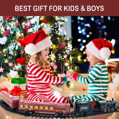 Electric Train Sets for Boys Girls Metal Alloy Steam Locomotive, Passenger Carriages, Tracks