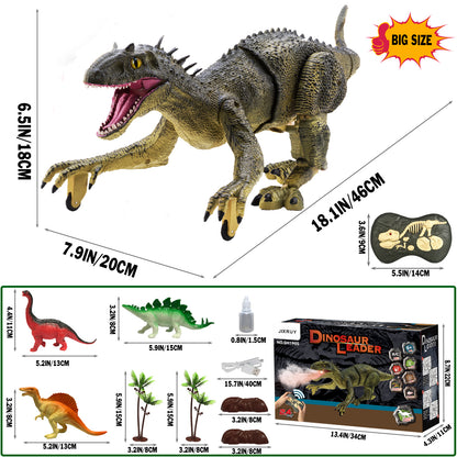 JIXRUY Remote Control Dinosaur Jurassic T Rex Toys for Boys Electronic RC Spray Raptor Walking Roaring Tyrannosaurus Rex Realistic 18.1" Rechargeable Birthday Gift for Kids Girls 3 4 5 6 7