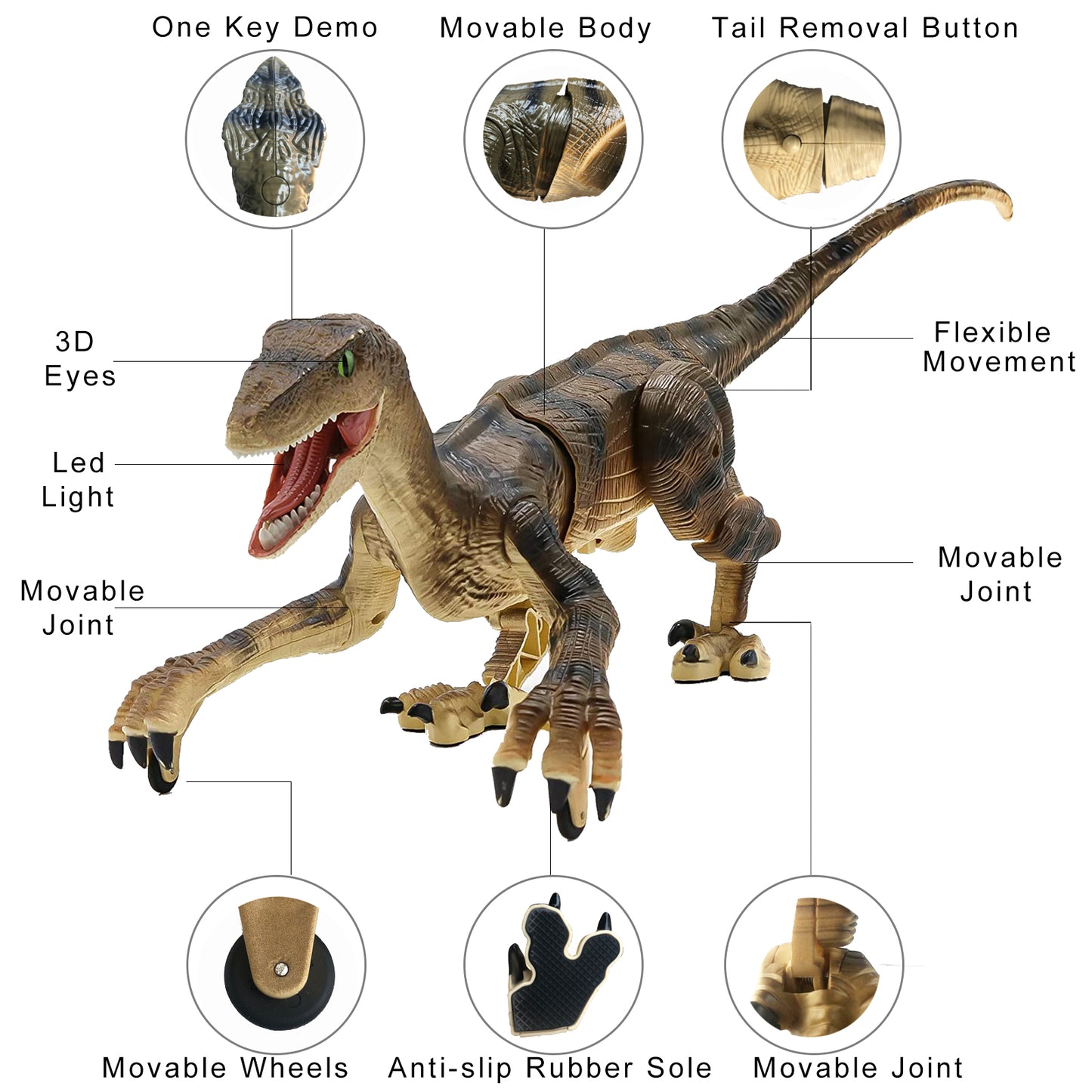 Remote Control Dinosaur Toys for Kids Velociraptor Jurassic Dino