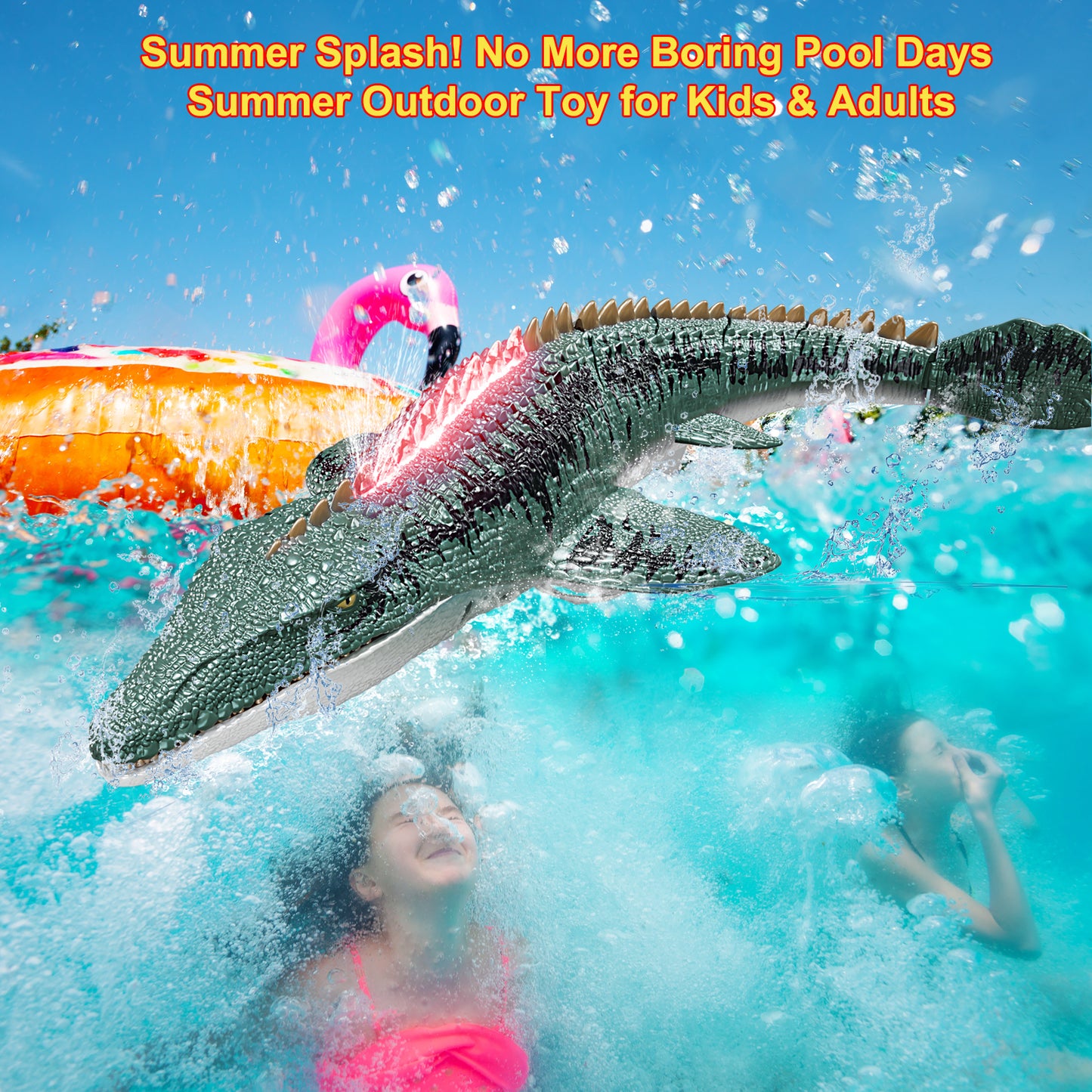 Remote Control Mosasaurus Dinosaur Toys for Boys Kids, Rechargable Swimming Pool High Simulation Toys, Electric RC Sea Monster with Light & Spray Water Birthday Gift for Ages 3 4 5 6 7 8 9