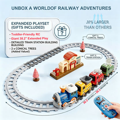 Remote Control Train Set for Kids w/Steam, Music & Lights Choo Choo Train for Toddlers, Electric Train Set with Tracks, Magnetic Connection Train Toys Christmas Birthday Gifts for Boys Girls 3 4 5 6+