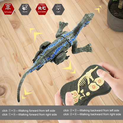 Remote Control Dinosaur Toys Velociraptor Jurassic Dino Rechargeable Raptor Blue