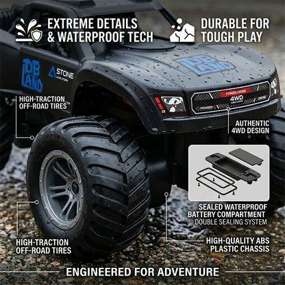 Amphibious Remote Control Car Monster Truck - 4WD Waterproof 1:16 Large All Terrain Off Road Vehicle with 2 Rechargeable Batteries RC Drift Cars Beach Pool Toys Gifts for Boys Kids 8-12