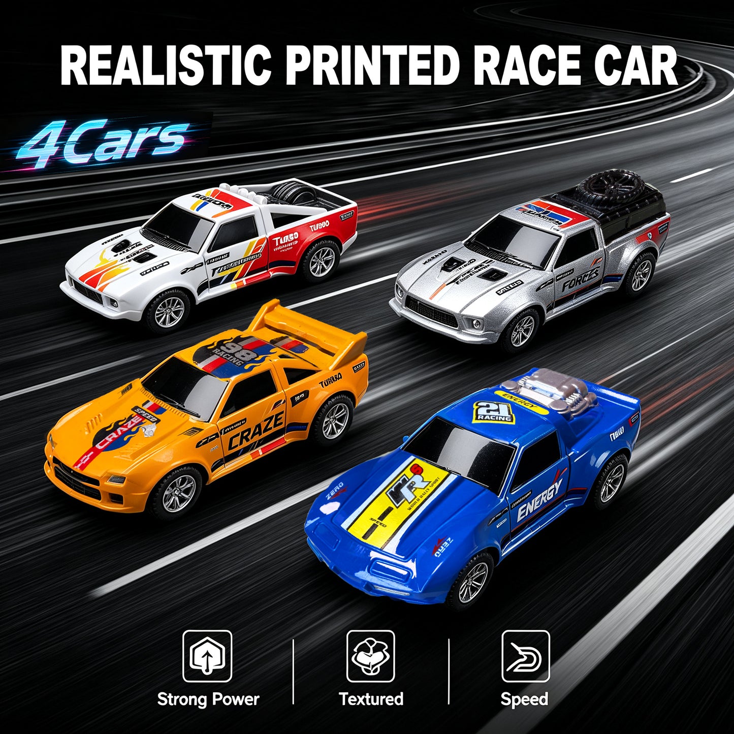 Slot Car Race Track Sets with 4 High-Speed Racing Slot Cars Electric Dual Racing Game with 2 Controllers Circular Overpass Track Featuring Flash Bridge Pendulum Gifts Toys for Boys Kids Age 6 7 8-12