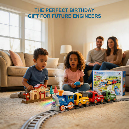 Remote Control Train Set for Kids w/Steam, Music & Lights Choo Choo Train for Toddlers, Electric Train Set with Tracks, Magnetic Connection Train Toys Christmas Birthday Gifts for Boys Girls 3 4 5 6+