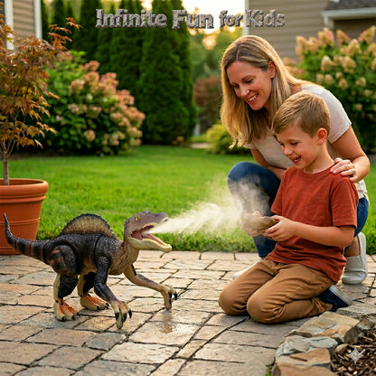 Remote Control Dinosaur Toys for Boys Electronic RC Spray Raptor Toy Walking Roaring Jurassic Spinosaurus Realistic 18.1" Dino Rechargeable Birthday Gift for Kids