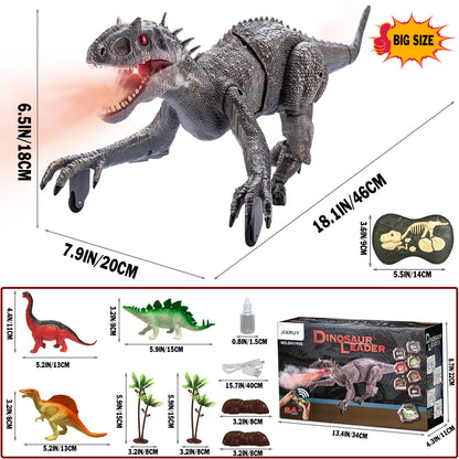 JIXRUY Remote Control Dinosaur Jurassic T Rex Toys for Boys Electronic RC Spray Raptor Walking Roaring Tyrannosaurus Rex Realistic 18.1" Rechargeable Birthday Gift for Kids Girls 3 4 5 6 7