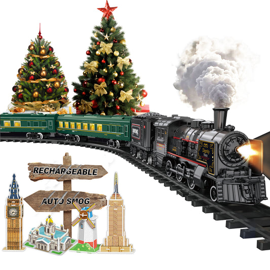 Electric Train Sets for Boys Girls Metal Alloy Steam Locomotive, Passenger Carriages, Tracks