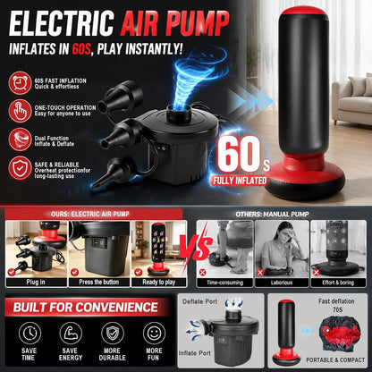 Punching Bag for Kids 63 Inch Stable Inflatable Boxing Bag with Fast Electric Pump Scoring Bluetooth Music LED Lights Gloves Freestanding Toys Birthday Gift for Boys Girls Ages 4-8-12