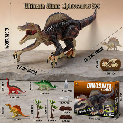 Remote Control Dinosaur Toys for Boys Electronic RC Spray Raptor Toy Walking Roaring Jurassic Spinosaurus Realistic 18.1" Dino Rechargeable Birthday Gift for Kids