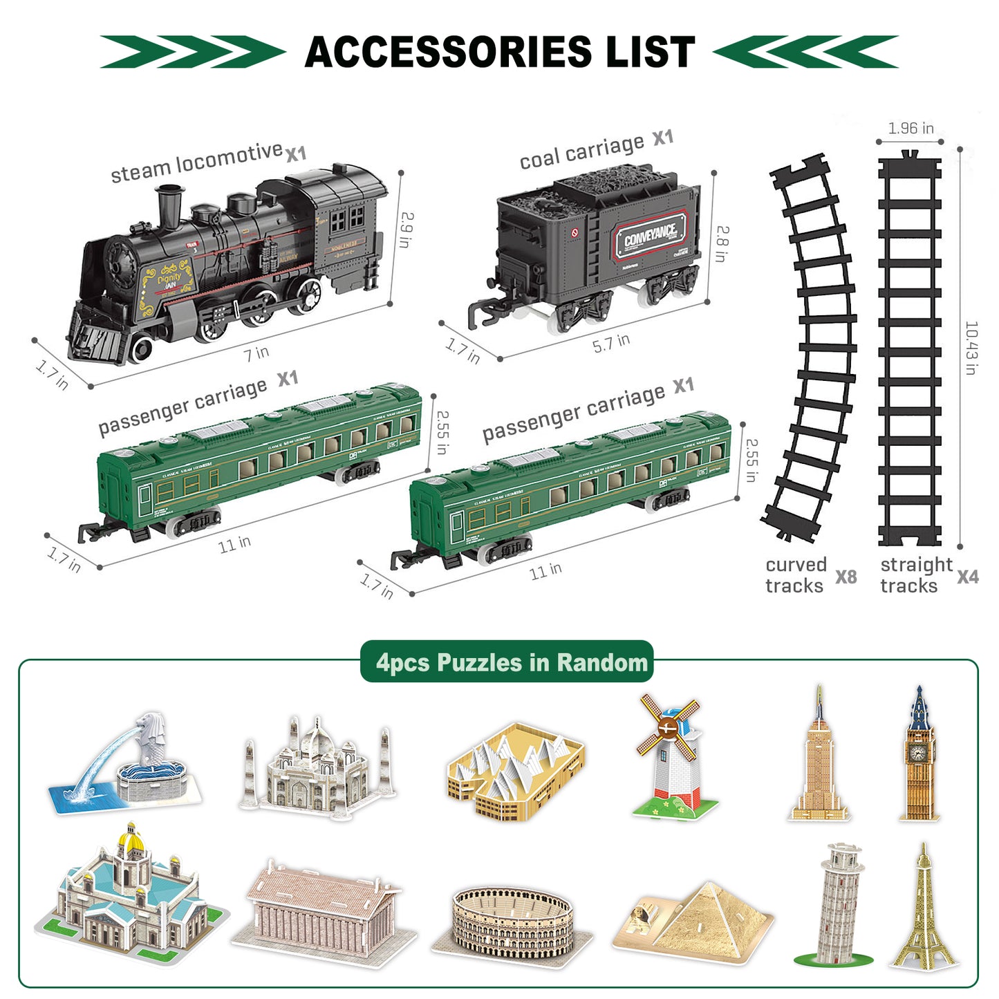 Electric Train Sets for Boys Girls Metal Alloy Steam Locomotive, Passenger Carriages, Tracks