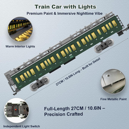 Electric Train Sets Remote Control for Kids Metal Alloy Christmas Train Toys Steam Locomotive, Glowing Passenger Carriages, Luxury Tracks, Light & Sounds Rechargeable Birthday Gifts for Boys Girls