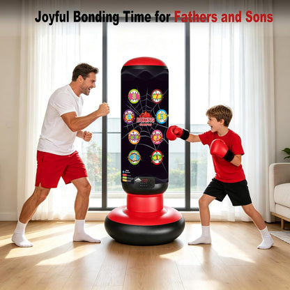 Punching Bag for Kids 63 Inch Stable Inflatable Boxing Bag with Fast Electric Pump Scoring Bluetooth Music LED Lights Gloves Freestanding Toys Birthday Gift for Boys Girls Ages 4-8-12