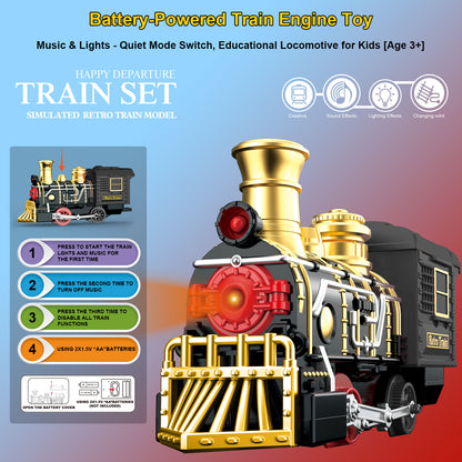 Electric Train Set with 3D Elevated Tracks Music, Lights & Quiet Mode Christmas Train for Kids Birthday Gift Holiday Toy for Boys Girls 3 4 5 6 7