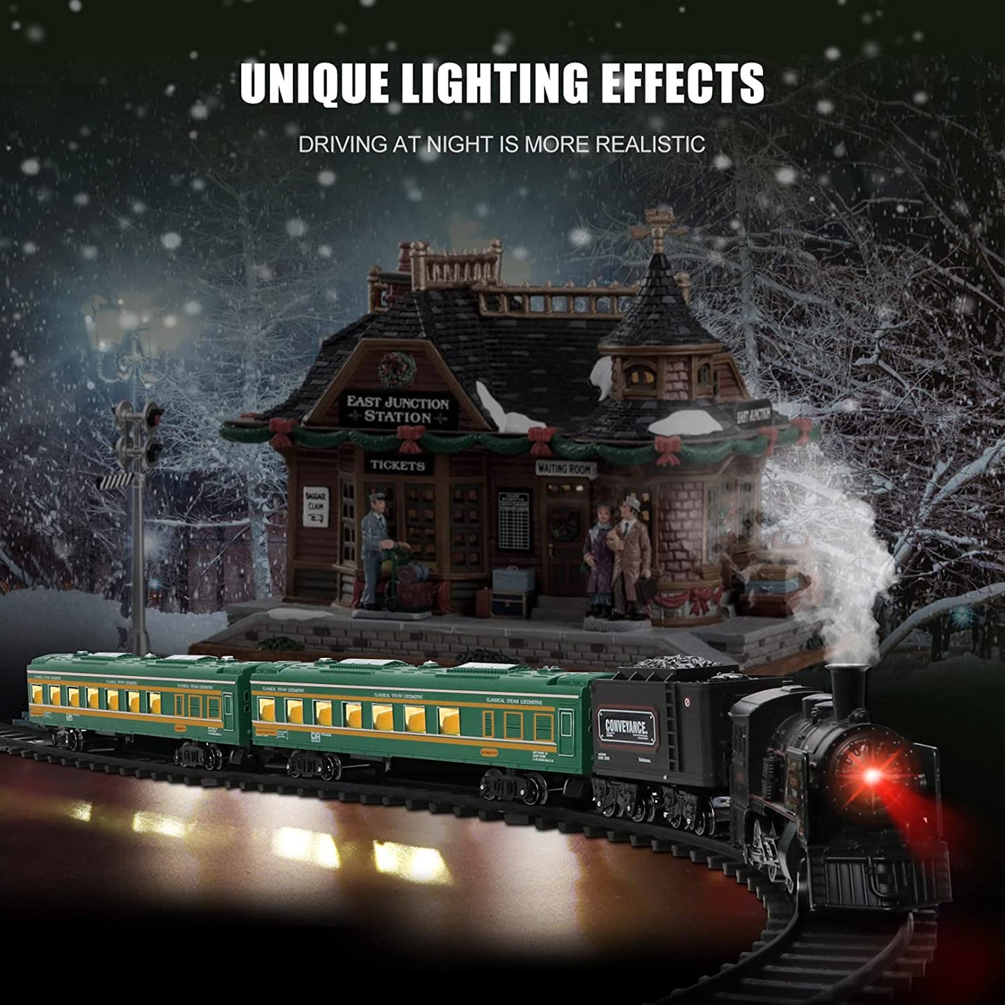 Electric Train Sets for Boys Girls Metal Alloy Steam Locomotive, Passenger Carriages, Tracks