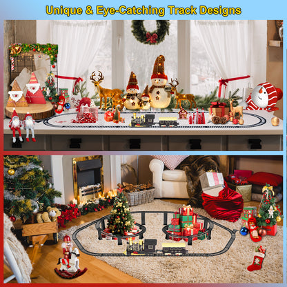 Electric Train Set with 3D Elevated Tracks Music, Lights & Quiet Mode Christmas Train for Kids Birthday Gift Holiday Toy for Boys Girls 3 4 5 6 7
