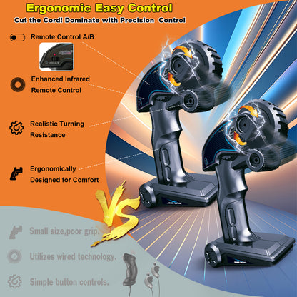 Slot Car Race Track Sets Dual-Player Electric Remote Control Cars Rechargable Magnetic Cars Racing Game with Hand Controllers Circular Overpass Track Birthday Toys for Boys Kids 6 7 8-12