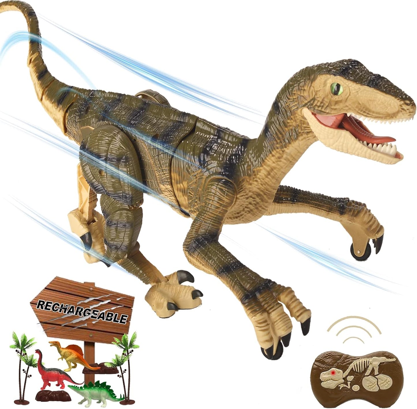 Remote Control Dinosaur Toys for Kids Velociraptor Jurassic Dino