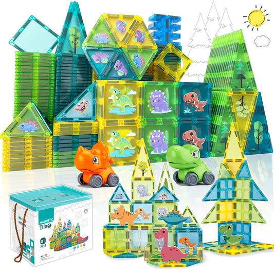 Magnetic Tiles Dinosaur Educational Building Block Toy Dino World