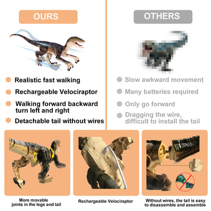 Remote Control Dinosaur Toys for Kids Velociraptor Jurassic Dino