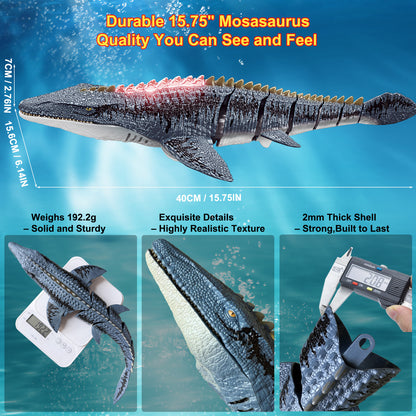 Remote Control Mosasaurus Dinosaur Toys for Boys Kids, Rechargable Swimming Pool High Simulation Toys, Electric RC Sea Monster with Light & Spray Water Birthday Gift for Ages 3 4 5 6 7 8 9
