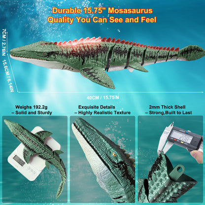Remote Control Mosasaurus Dinosaur Toys for Boys Kids, Rechargable Swimming Pool High Simulation Toys, Electric RC Sea Monster with Light & Spray Water Birthday Gift for Ages 3 4 5 6 7 8 9