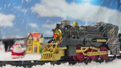 Electric Train Sets for Kids Christmas Train Toys Steam Locomotive Passenger Carriages Deluxe 2-Layer Track with Lights & Sounds(ON/Silent/Off) Rechargeable Birthday Gifts for Boys Girls