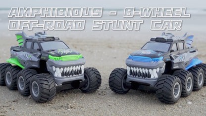 Amphibious Remote Control Car with 2 Rechargeable Batteries, 8WD RC Cars for Boys Age 8-12, Offroad Waterproof RC Monster Truck, 2.4GHz All Terrain RC Drift Cars Beach Pool Toys Gifts for Kids Green